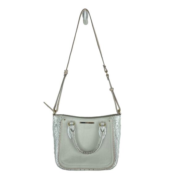 Brahmin Small Lena Satchel Bag Toasted Macaroon Macaroon Marais Leather - Picture 13 of 13